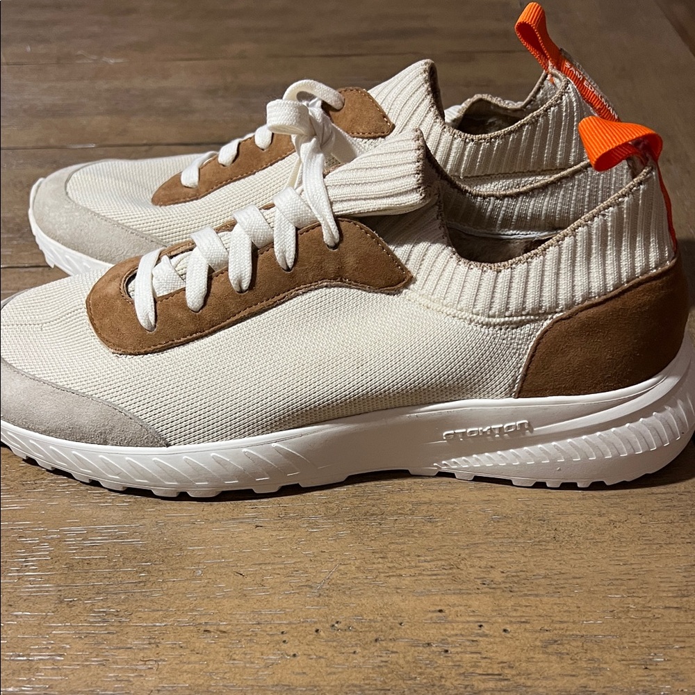 NWOT Sam Eldeman Cream and Brown Sneakers - Picture 2 of 7